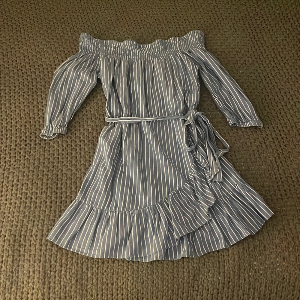 Tularosa blue cotton off the shoulder summer dress
